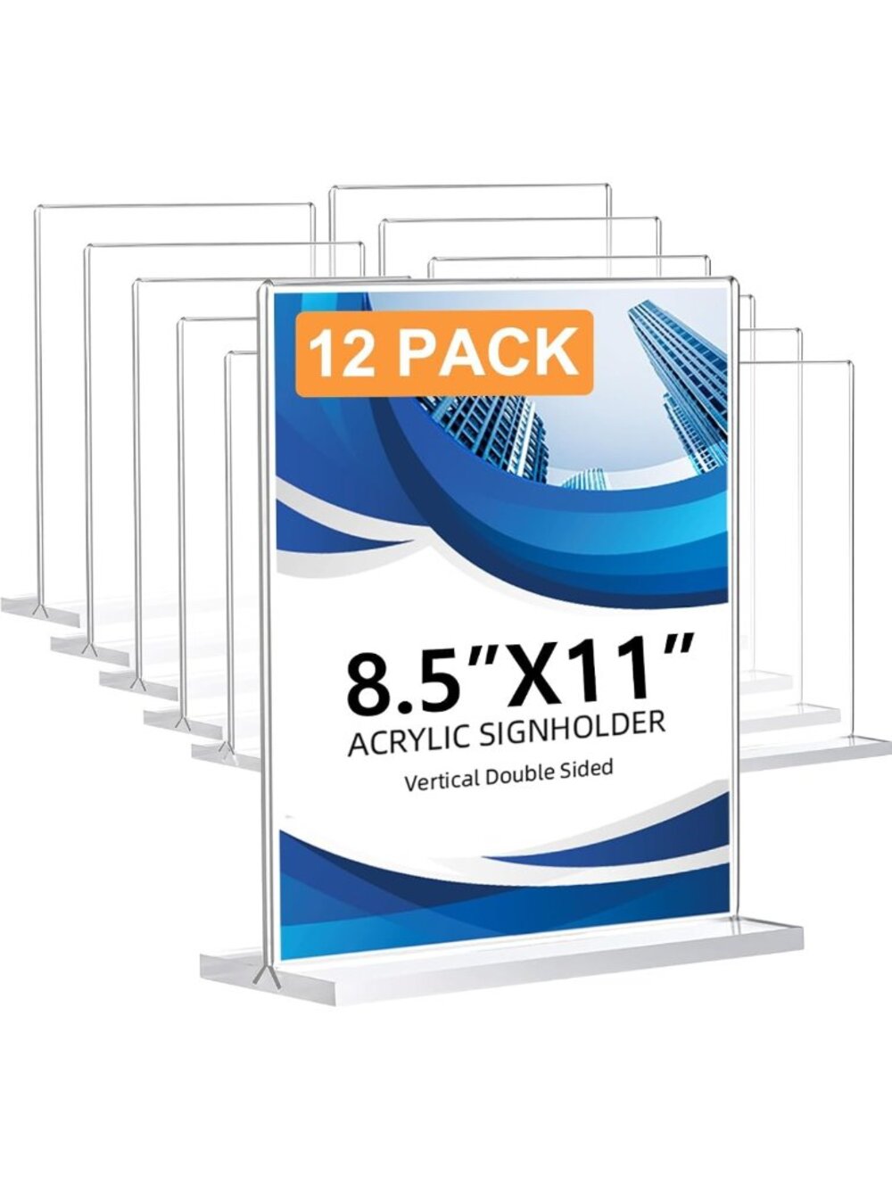 12 Pack Double-Sided Acrylic Sign Holders 8.5x11 for Office, Weddings, Events